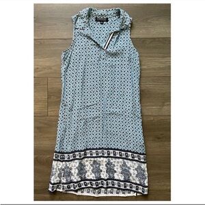 Context Lord & Taylor Sleeveless Shift Dress XS Blue Geometric